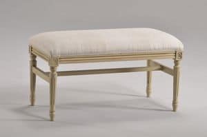 LUIGI XVI bench 8023L, Padded bench in beech, for classic living room