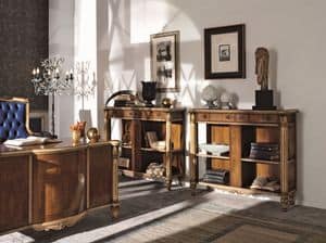 5528, Bookcase in walnut, lacquered details, for classic living rooms