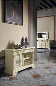 Art. 42360 Puccini, Low bookcase with 1 door and 2 drawers, for classic villas