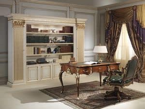 Art. 80/4 bookcase, Impressive bookcase in hand-carved wood, classic style