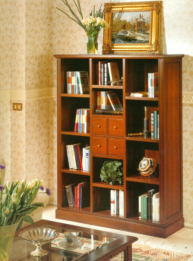 Art. 860, Classic style bookcase with drawers and shelves