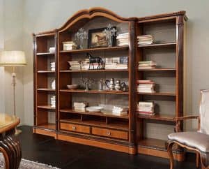 Bourbon Art. 25.004, Bookcase with wide shelves, carved cherry