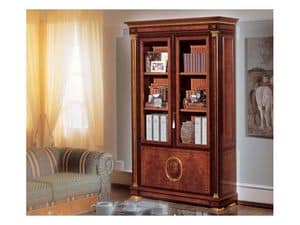 IMPERO / Bookcase with 2 doors, Bookcase made of burl ash, luxury classic style
