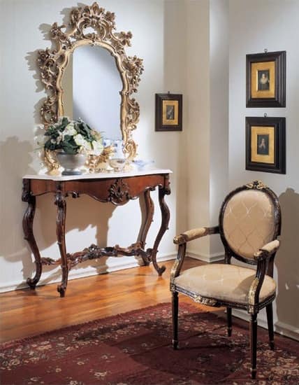 3200 ARMACHIR LUIGI XVI, Hand-carved chair, golden walnut finish