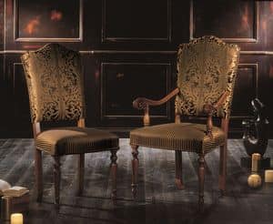 3528-3529, Chair in beech wood, upholstered seat and back, to the dining room in classic style