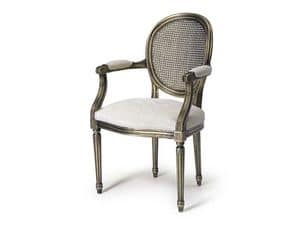 Art.105 armchair, Armchair with seat and backrest made of straw, Louis XV Style