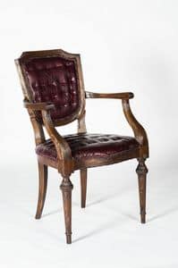 Art. 599/B, Luxury armchair in calf leather, classic style
