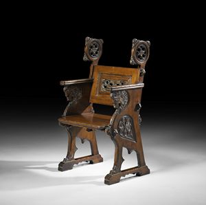 Art. 846 chair, Chair with armrests, finely carved