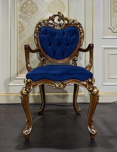 Art. 9000/C chair with armrests Luigi XV, Chair with armrests, for classic style dining rooms