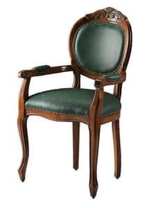 Bibbona ME.0987, Head of the table chair in beech wood, round back