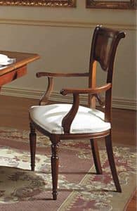 Canova chair head of the table, Chair head of the table, carved and inlaid, in walnut