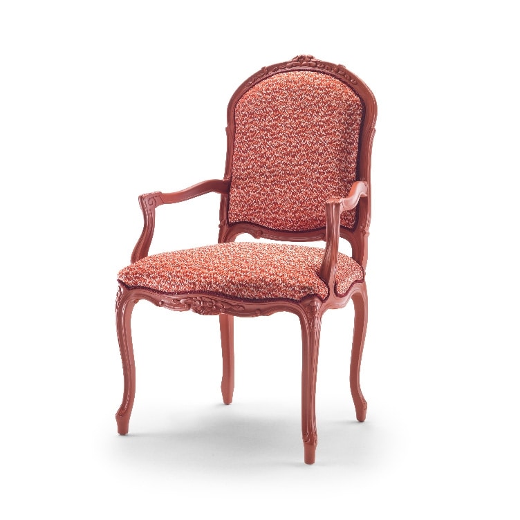 Chair with arms 9012, Red lacquered LXV style chair with arms