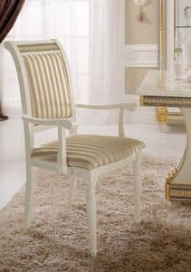 Liberty chair with armrests, Chair with armrests, with a classic design, precious gold leaf decorations