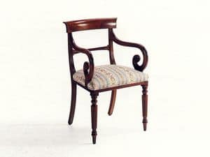 Mr. Morris, Head of table chair, classic, padded sitting, wooden structure