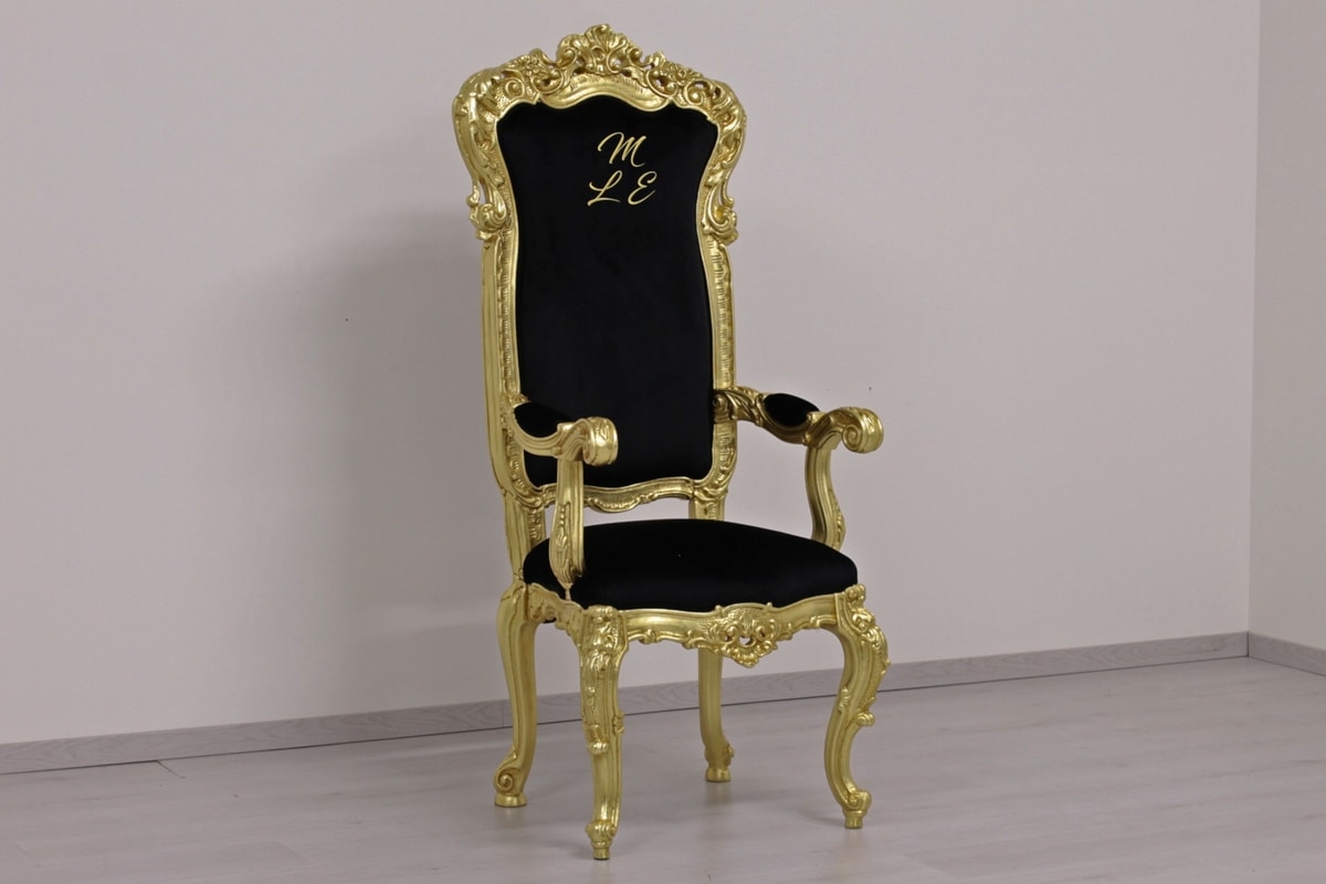 Rococo Throne French Chair Antique Furniture Gold Leaf Velvet