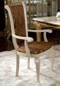 Raffaello chair with armrests, Classic chair with armrests, with floral decorations
