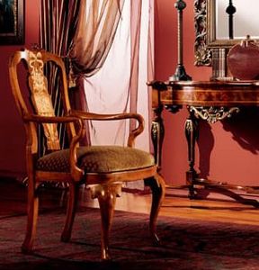 Venezia armchair 816, Classical padded chair with armrests
