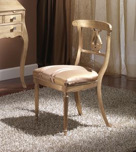 712 CHAIR, Wooden chair with padded seat, in Empire style