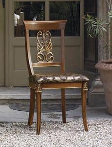 Art. 1733 Vivaldi, Classic carved wooden chair, padded seat