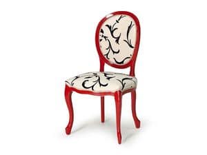 Art.417 chair, Chair made of polished wood, upholstered seat and backrest