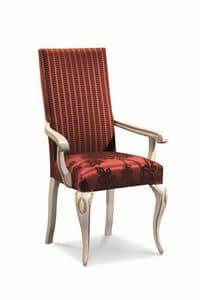 Art. 503p, Classic chair with armrests, in wood, made in Italy
