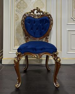Art. 9000 chair Luigi XV, Wooden chair with capitonn� padding, classic style