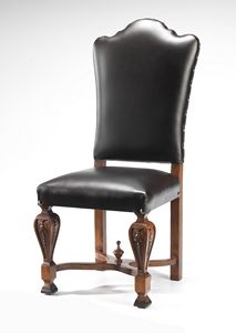Art. 91/C chair, Classic leather chair, with carved legs