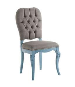 Art. AX112, Wooden chair in pastel colors, padded, classic