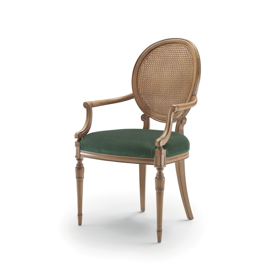 Chair 9022, Carved chair, with Vienna straw backrest