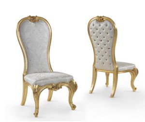 Eufrasia, Elegant chair with high backrest, gold leaf finish