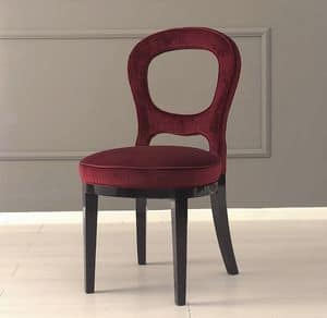 Gilda, Upholstered chair, with perforated back and ash base