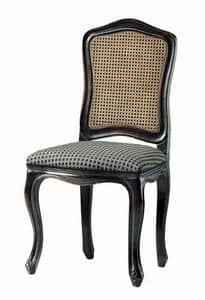 Kandisky RA.0985, Chair in black lacquered, upholstered seat, straw on back