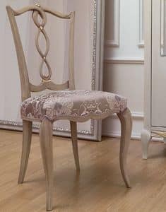 Live 3 chair, Classic style chair, in wood with upholstered seat, for dining room