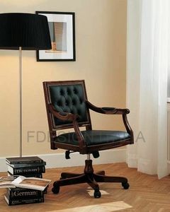 Luigi, Chair with wheels in wood and leather