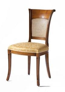 Lyon VS.1208, Walnut chair, upholstered seat, backrest in Vienna straw, for living in classic style