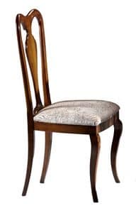 Porto Azzurro, Walnut chair with wooden back, for dining room