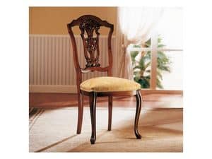 ROYAL NOCE / Chair, Wooden chair with upholstered seat for dining room