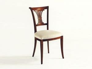 Shelley, Classic chair, upholstered seat, backrest with carvings
