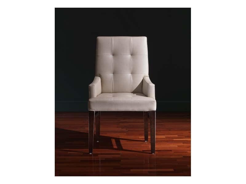 Star Head of the table, Chair with armrests, classic style, in leather