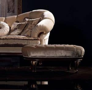 Valeria pouf capitonn�, Classic pouf, upholstered, walnut finish, for living room