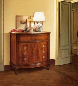 Art. 101, Walnut dresser with four drawers, classic luxury style