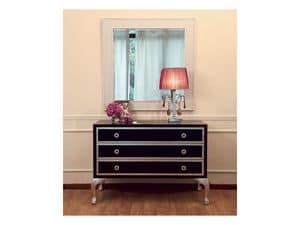 Art. 2230B Silvia, Chest of 3 drawers, made of wood with silver trim