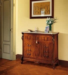 Art. 250, Classic walnut dresser with spotlight, marble top