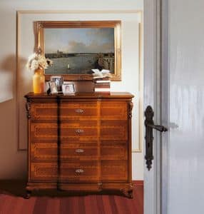 Art. 290, Inlaid chest of drawers with wooden top, classic style