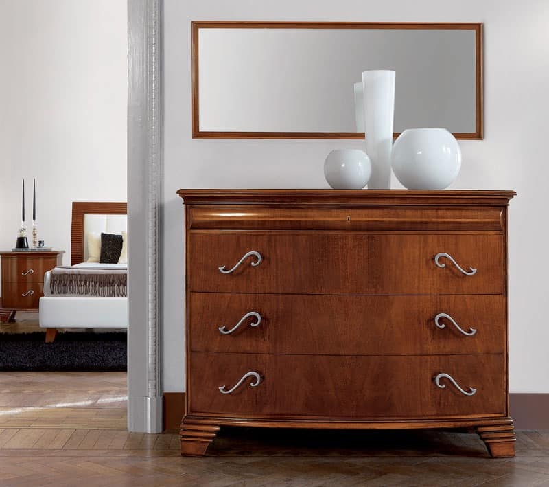 Vivre chest of drawers Art. 341, Luxury classic dresser in walnut with 4 drawers