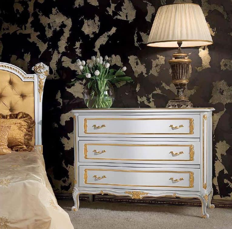 Art. 357/L, Chest of drawers made of decorated wood, classic style