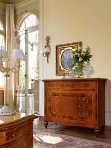 Art. 400, Inlaid chest of drawers with 4 drawers and marble top