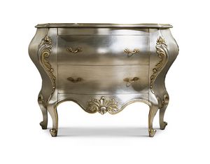 4555, Shaped chest of drawers, with silver leaf finish