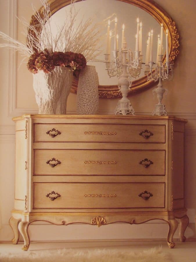 Art. 5335, Lacquered chests of drawers with gold trim for luxury bedrooms