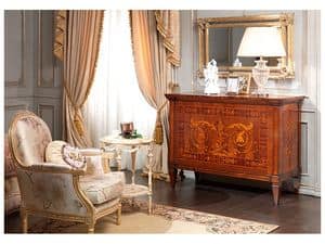 Art. 791 chest of drawers, Handmade chest of drawers, Maggiolini inlay, for luxury rooms